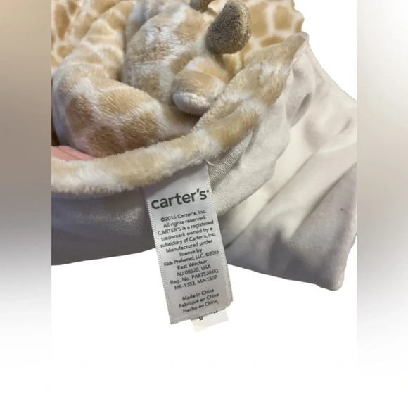 Carters Giraffe Security Blanket Baby Lovey Plush With Pacifier Strap Lovie Soft - Picture 6 of 6
